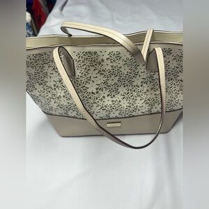 Kate Spade Bradford Court Floral White Beige Margareta Tote Handbag W/wristlet